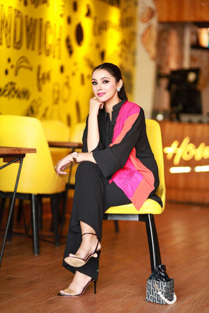 Manahils Stitched Co Ords Color Block Fringes Co-Ord Set