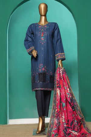 HZ Stitched 3 Piece Emb Khaddar Vol-03 Collection'2024-KE-928