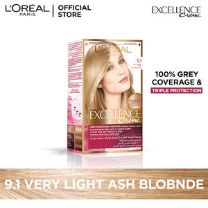 L'Oreal Excellence Creme Hair Colour# 9.1 Very Light Ash Blonde - My Store