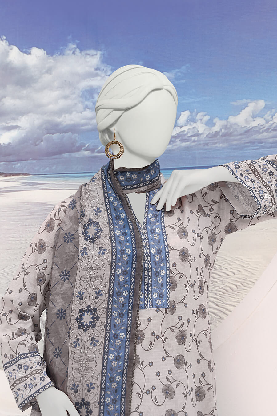 Almeerah Unstitched 3 Piece Stripe Dora Luxury Lawn Vol-01 Collection'2025-Light Grey Poise