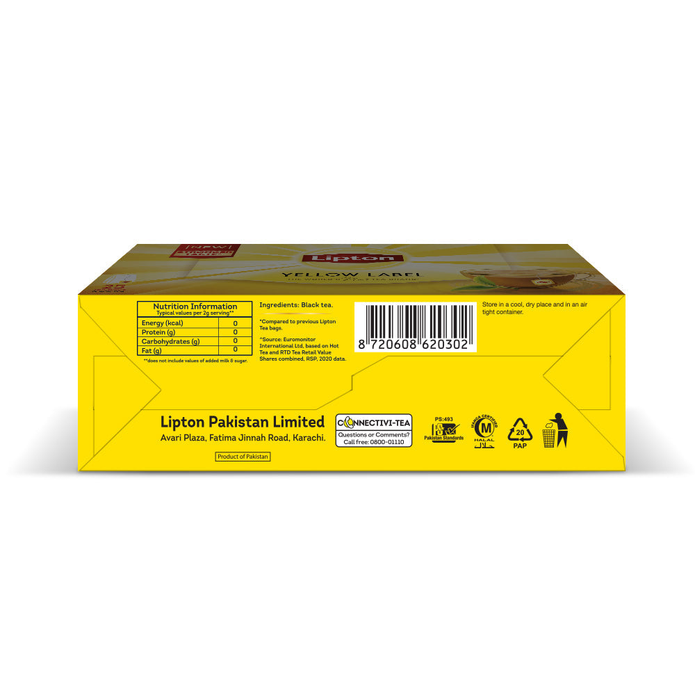 Lipton Yellow Label Black Tea Bags 25s - Snapcart.pk