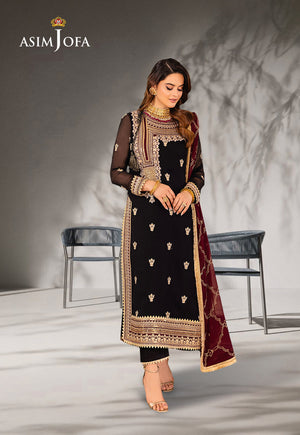 Asim Jofa Mahru, Noorie & Meerub Ajsm-37 Embroidered Chiffon 3 Pcs