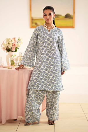 Fleur Co Ords By Sheenora Stitched 2 Piece Lawn Silk Collection'2024-Sky Glow