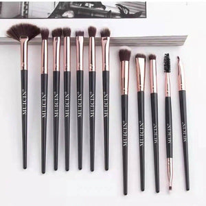 MUICIN - 12 Pieces Rose Gold & Black Complete Eye Brushes Set - My Store