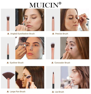 MUICIN - 12 Pieces Rose Gold & Black Complete Eye Brushes Set - My Store