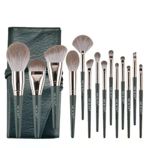 MUICIN - 14 Pieces Professional Makeup Brush Set Green Leather Pouch - My Store