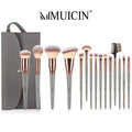 MUICIN - Metallic 20 Pieces Eye & Face Makeup Brushes Set Grey Flap Pouch - My Store