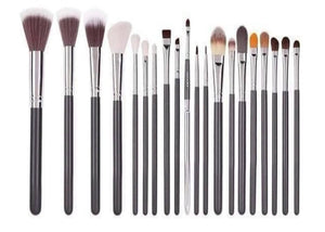 MUICIN - Metallic 20 Pieces Eye & Face Makeup Brushes Set Grey Flap Pouch - My Store