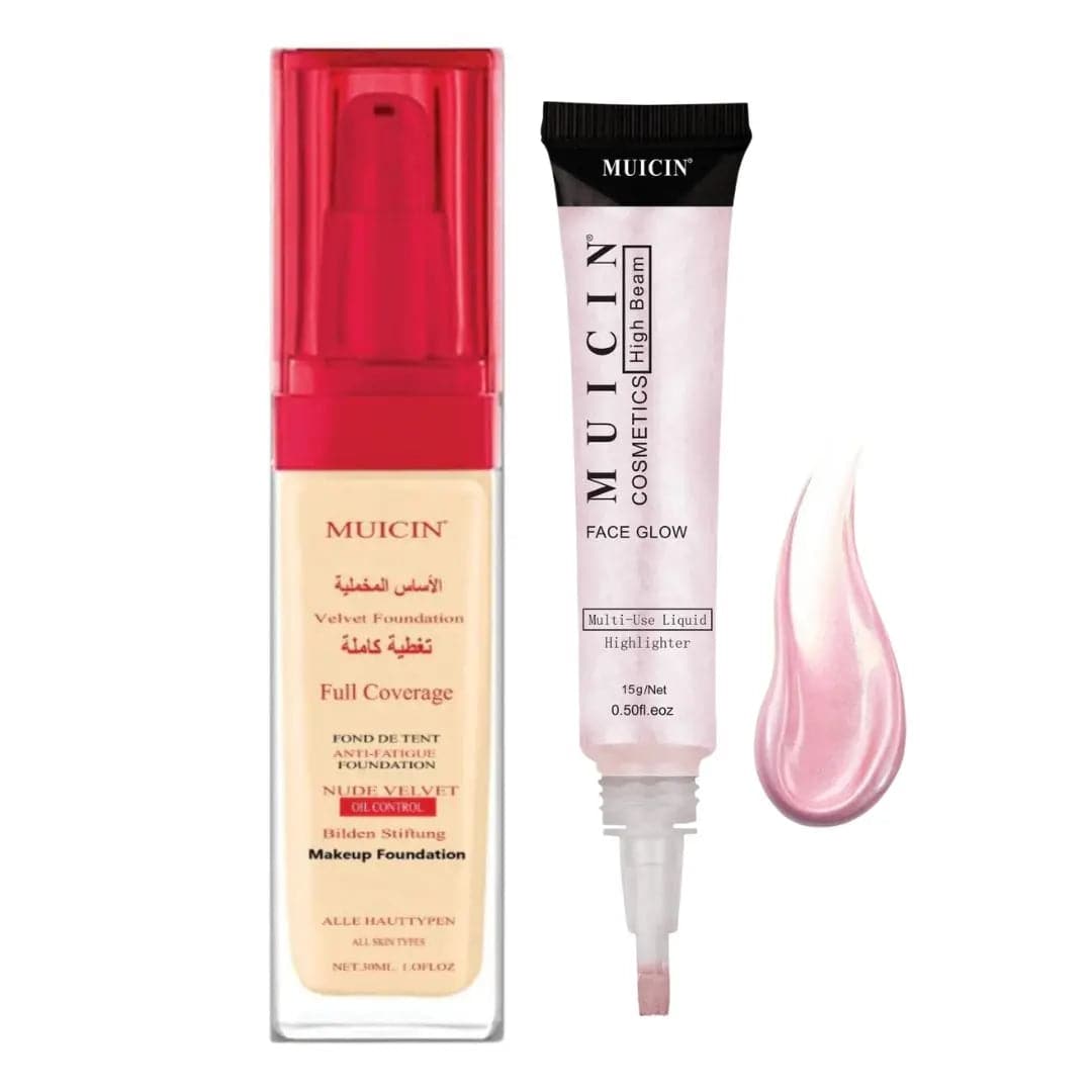 MUICIN - Nude Velvet Foundation & Face Glow Highlighter - My Store