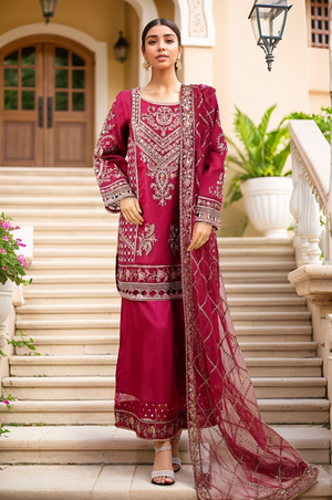 Mahpara by Sada Bahar Stitched 3 Piece Festive Formals Vol-16 Collection'2025-B-30-Maroon