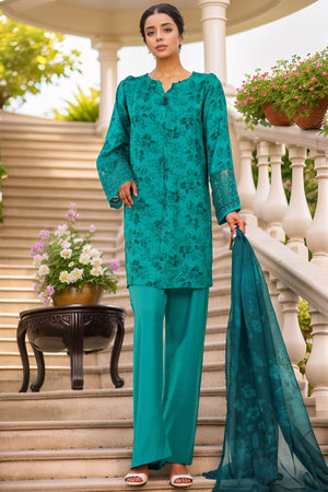 Majestic By HZ Stitched 3 Piece Emb Silk Collection'2025-RRE-114-Sea Green