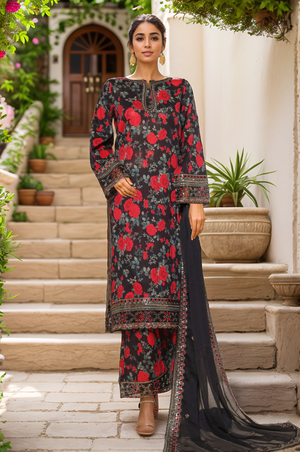 Malika By Sada Bahar Stitched 3 Piece Emb Festive Vol-05 Collection'2025-EMB-2126-Black