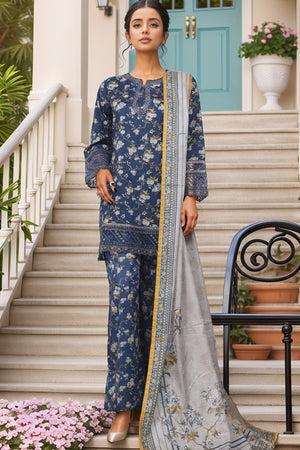 Malika by Sada Bahar Stitched 3 Piece Emb Festive Collection'2025-D-4085-Blue