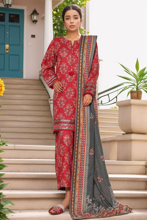 Malika By Sada Bahar Stitched 3 Piece Cutwork Khaddar Vol-01 Collection'2025-5763-Red