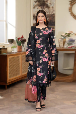 Summer Scent By Nine Needles Stitched 3 Piece Summer Collection'2025-Midnight Jasmine-NP-02