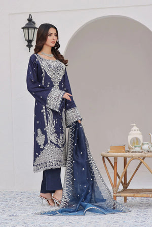 Dressline Semi Stitched 3 Pcs Emb Viscose Zari Collection