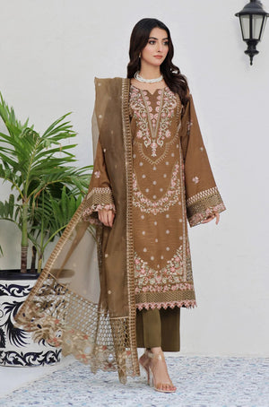 Dressline Semi Stitched 3 Pcs Emb Viscose Zari Collection