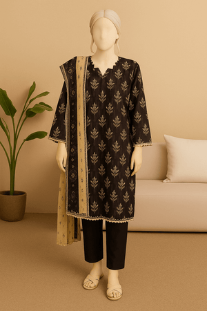 Almeerah Unstitched 3 Piece Luxe Summer Collection'2025-Mocha Luxe Essence