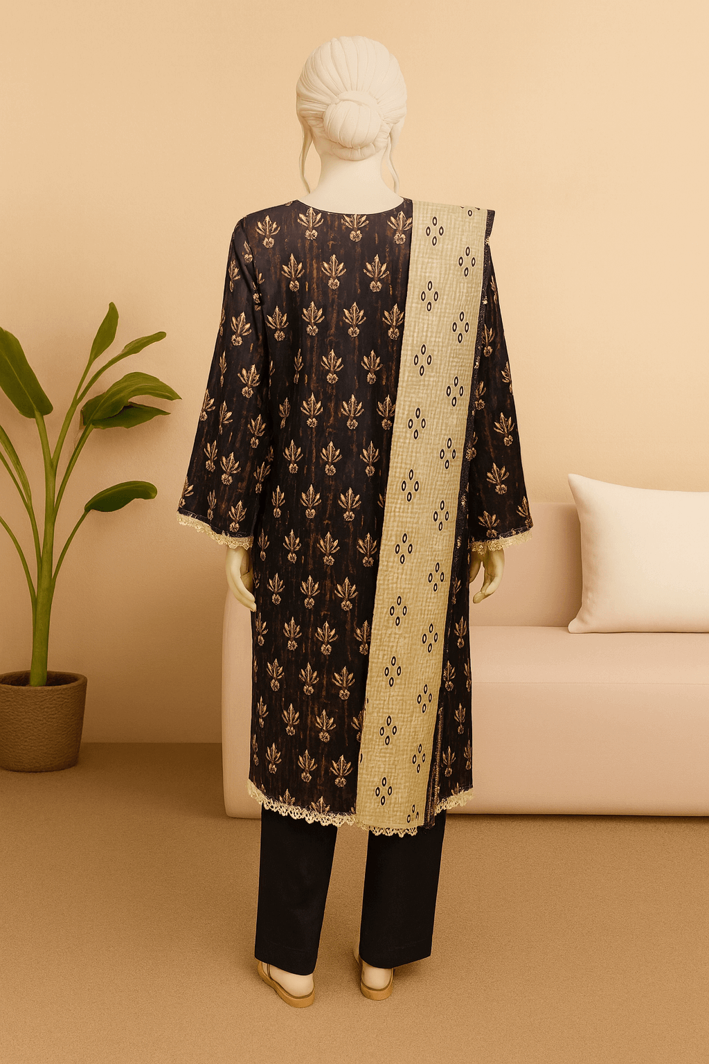 Almeerah Unstitched 3 Piece Luxe Summer Collection'2025-Mocha Luxe Essence