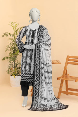 Summer Bloom Edition By Almeerah Unstitched 3 Piece Digital Printed Lawn Collection'2025-Monochrome Grace