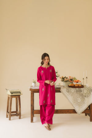 Dear October By Pashma Khan Stitched Co Ords Collection'2025-Pink Sorbet