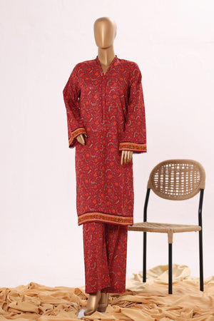 Bin Saeed Stitched 2 Piece Exclusive Printed Cotton Collection'2025-NSM-2504-Maroon