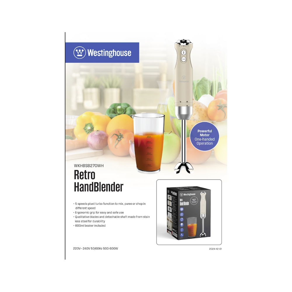 WESTINGHOUSE HAND BLENDER (WITH BEAKER) WKHBSB270WH