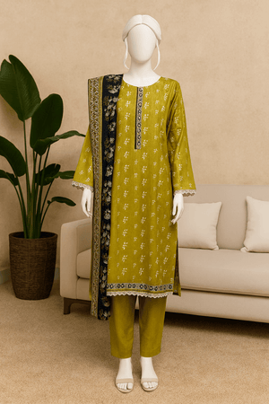 Almeerah Unstitched 3 Piece Luxe Summer Collection'2025-Olive Sunlight Glow