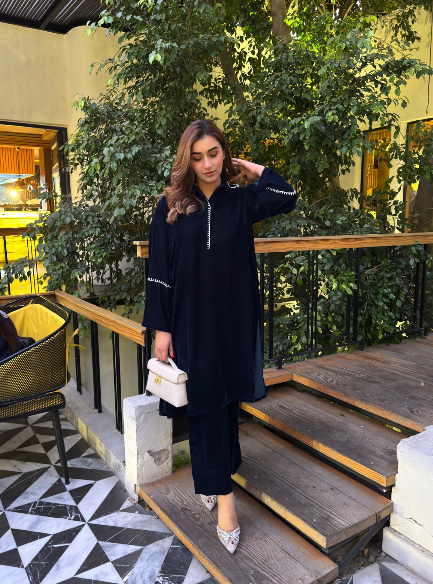 Manahils Stitched Zinc Embroidered Velvet Co-Ord