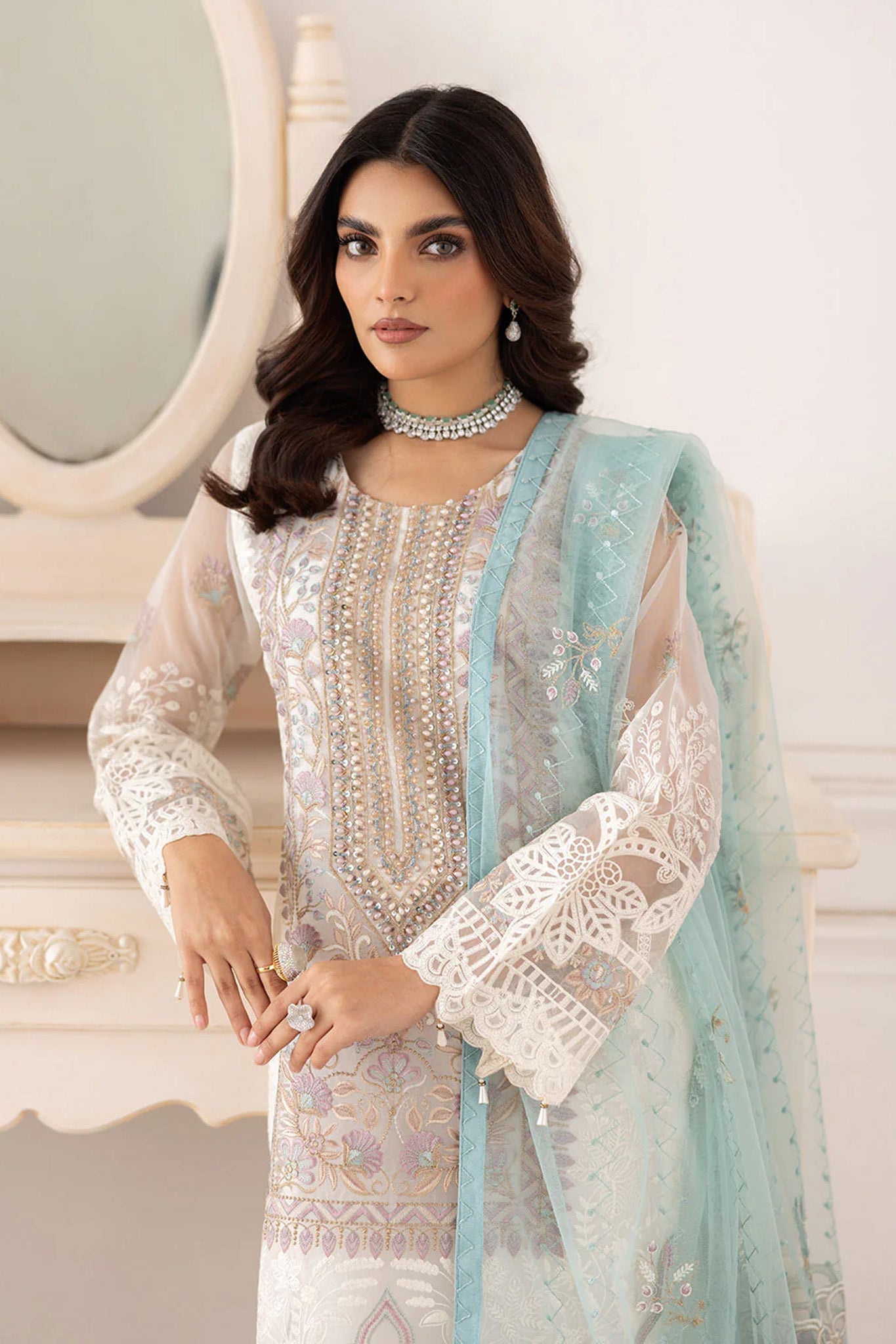 Dastoor by Ramsha Unstitched 3 Piece Organza Vol-02 Collection'2025-P-207