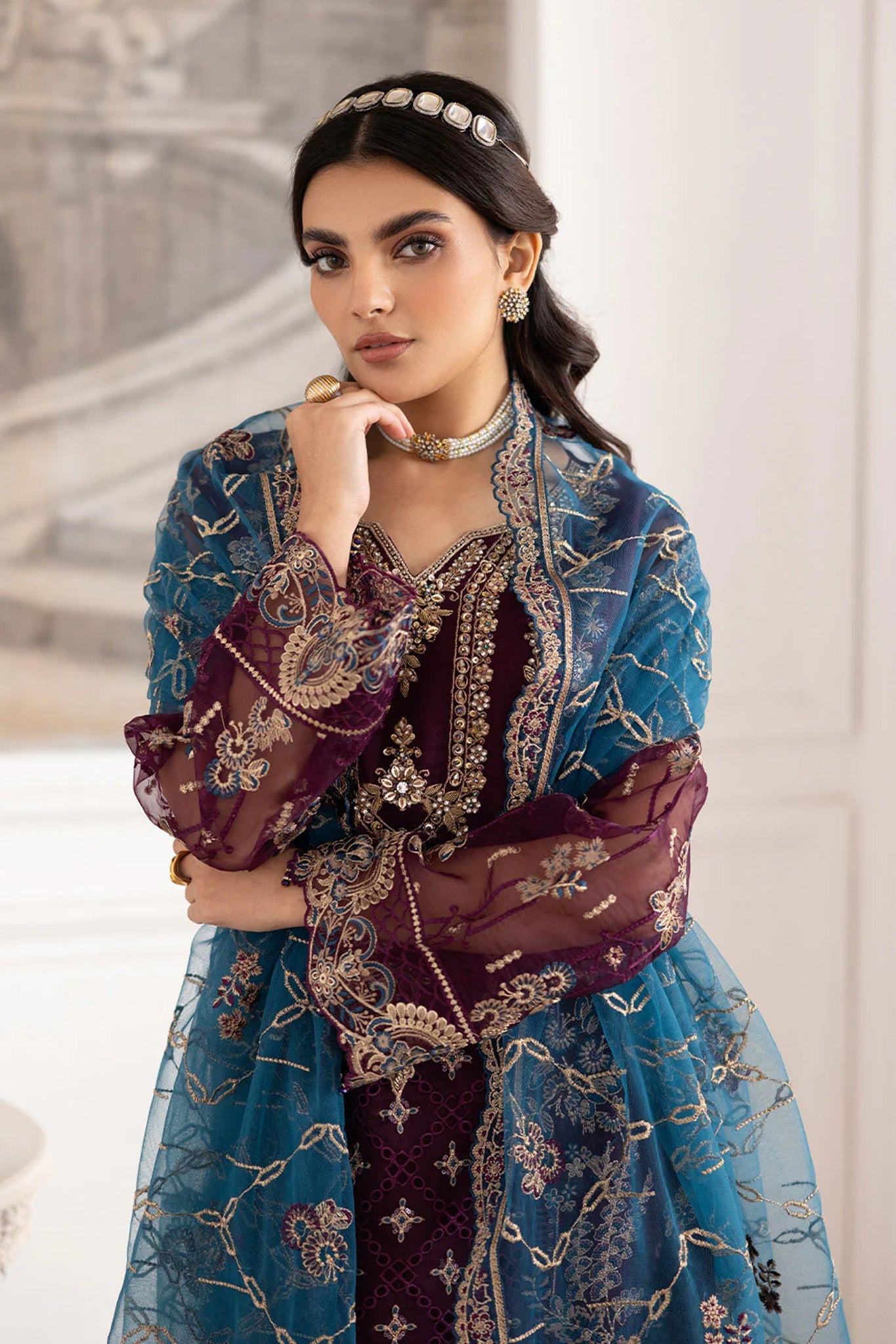 Dastoor by Ramsha Unstitched 3 Piece Organza Vol-02 Collection'2025-P-210