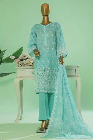 Printkari By HZ Stitched 3 Piece Prints Chikankari Vol-03 Collection'2025-PEC-053-Ferozi