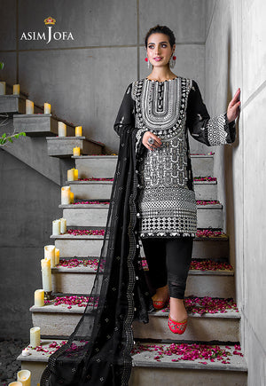 Asim Jofa ChikanKari Eid Ajck-02 Embroidered Lawn 3 Pcs