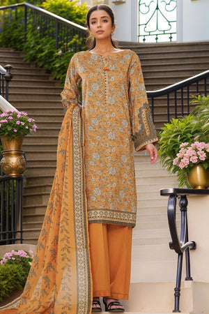 Intermix Thread & Needle By HZ Stitched 3 Piece Emb Cambric Collection'2025-POEL-3P-008-Mustard