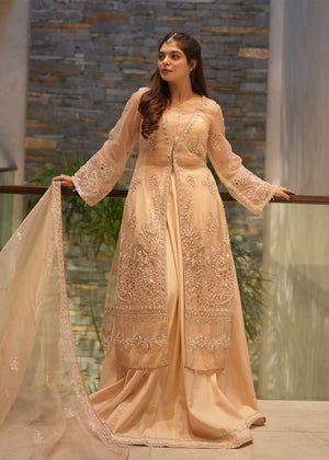 Sardinia Unstitched 3 Piece Formals Collection-Peach Blossom - Seemal Rehan