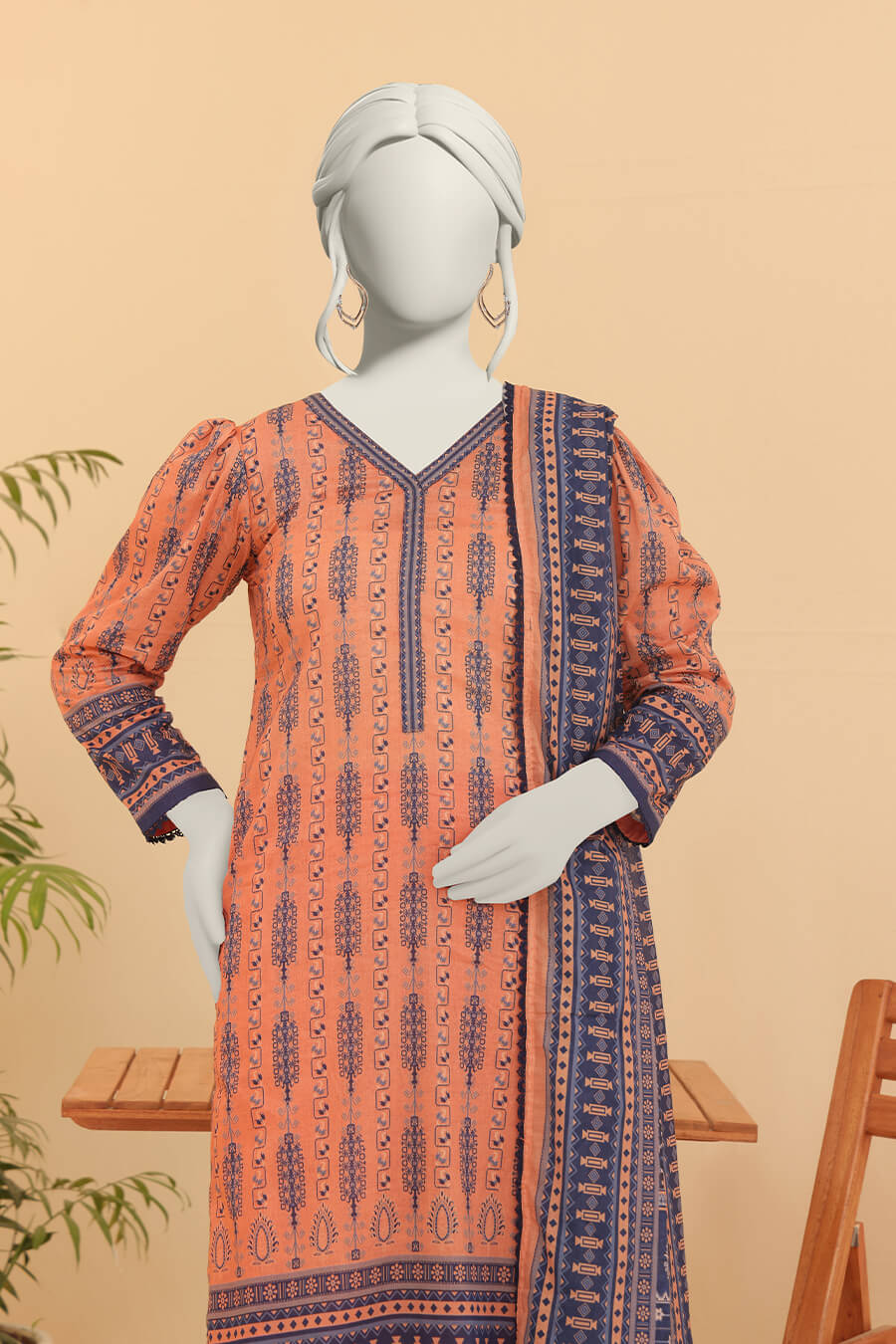 Summer Bloom Edition By Almeerah Unstitched 3 Piece Digital Printed Lawn Collection'2025-Peach Blossom