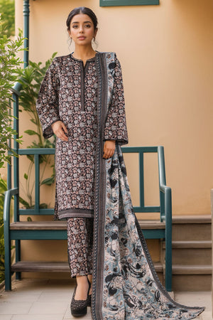 Bin Saeed Stitched 3 Piece Printed Khaddar Vol-03 Collection'2025-WK-2381-Blue