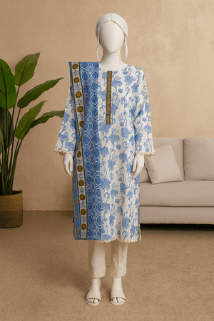 Almeerah Unstitched 3 Piece Luxe Summer Collection'2025-Pure White Grace
