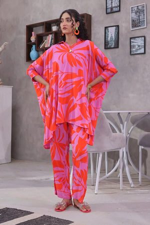 Ochre Clothing Women's Casual -Printed Silk 2 Pc Suit-SOWC-11A