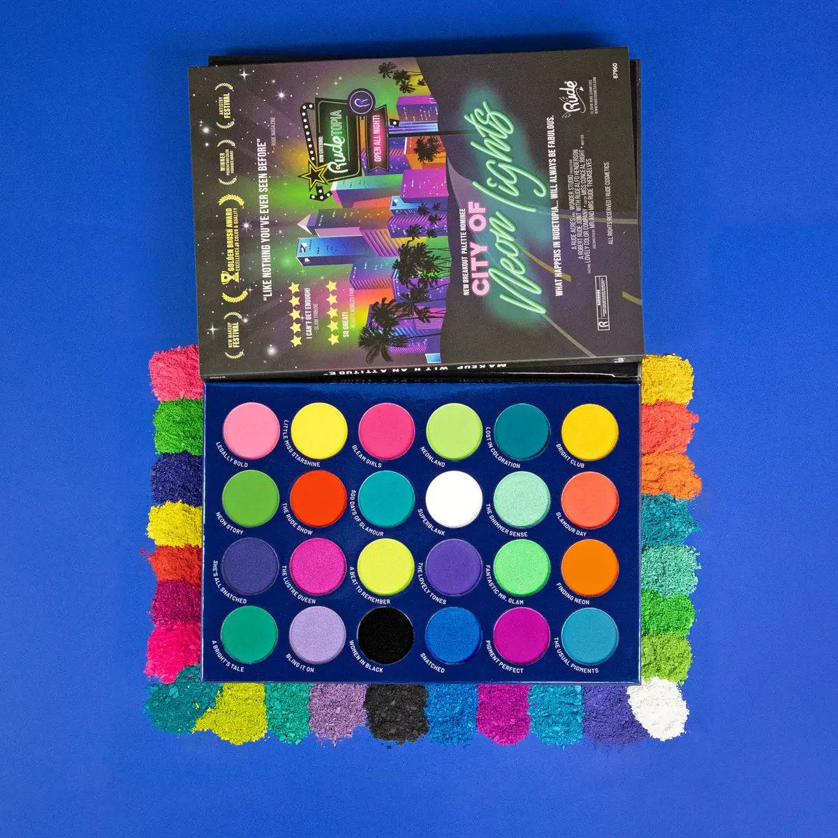 Rude Cosmetics - City of Neon Lights - 24 Vibrant Pigment & Eyeshadow Palette - My Store