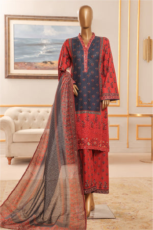 Bin Saeed Stitched 3 Piece Exclusive Chikankari Vol-07 Collection'2025-SM-2288-Navy Blue