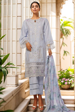 Sada Bahar Stitched 3 Piece Luxury Emb Spring Vol-03 Collection-LEL3-MK-39-Sky