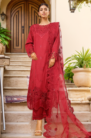 Sada Bahar Stitched 3 Piece Luxury Emb Spring Vol-05 Collection'2025-MK-43-Maroon