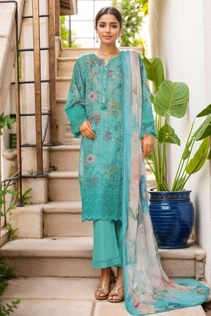 Sada Bahar Stitched 3 Piece Fusion Chikankari Collection'2025-CKP-Sea Green