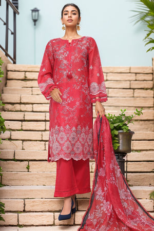 Sada Bahar Stitched 3 Piece Printed Chikankari Vol-01 Collection'2025-PCK-Red
