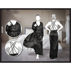 Sajiero 2 Piece Silk Nightwear Inner + Gown For Girls & Women a good quality sexy nighty price in pakistan