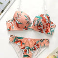 Sajiero Cheek Floral Print Padded Bra and Panty Set - My Store