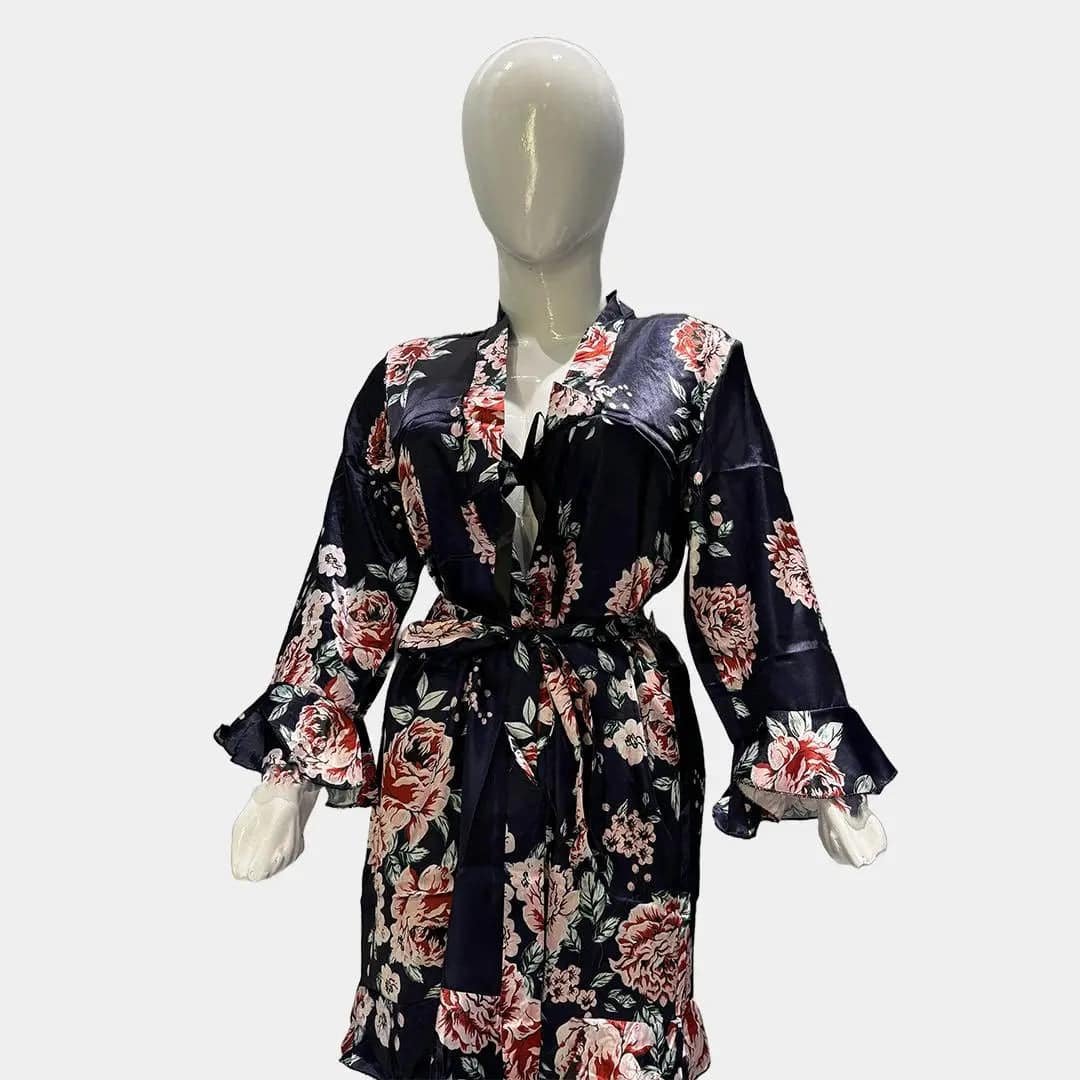 Sajiero Daisy Floral Silk 3pcs Nightgown set - My Store