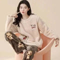 Sajiero Fleece Long Sleeve Pajama Suit Milky Bears - My Store