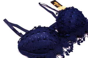 Sajiero Floral Embroidery Bella Padded Bra and Panty Set - My Store